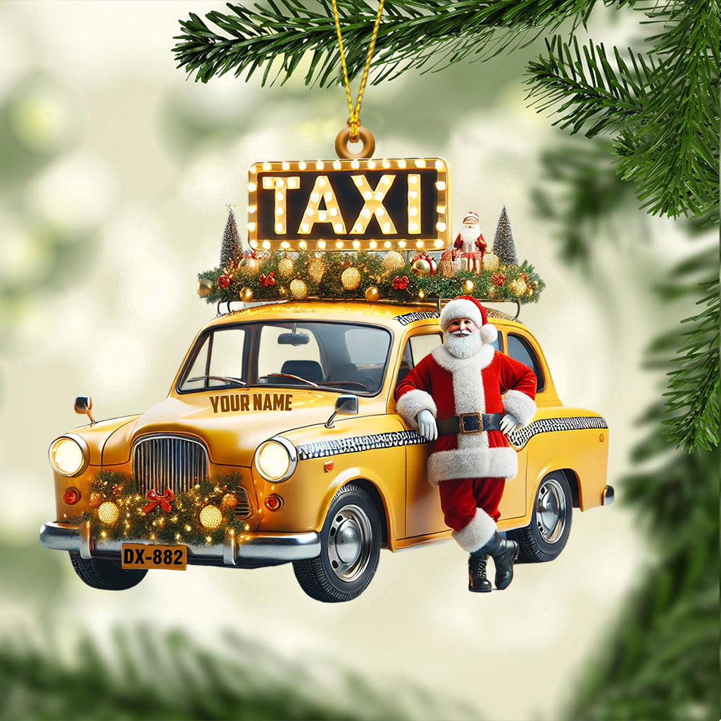 Blisscorners Santa Taxi Christmas Ornament, Personalized Ornament2D Flat LM2211