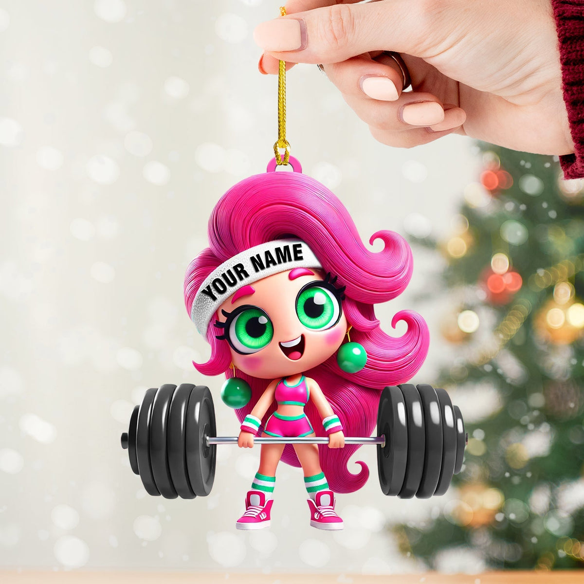 Blisscorners Chibi Girl Weightlifting Christmas Home Decor Christmas Ornament, Personalized Ornament2D Flat LM2211