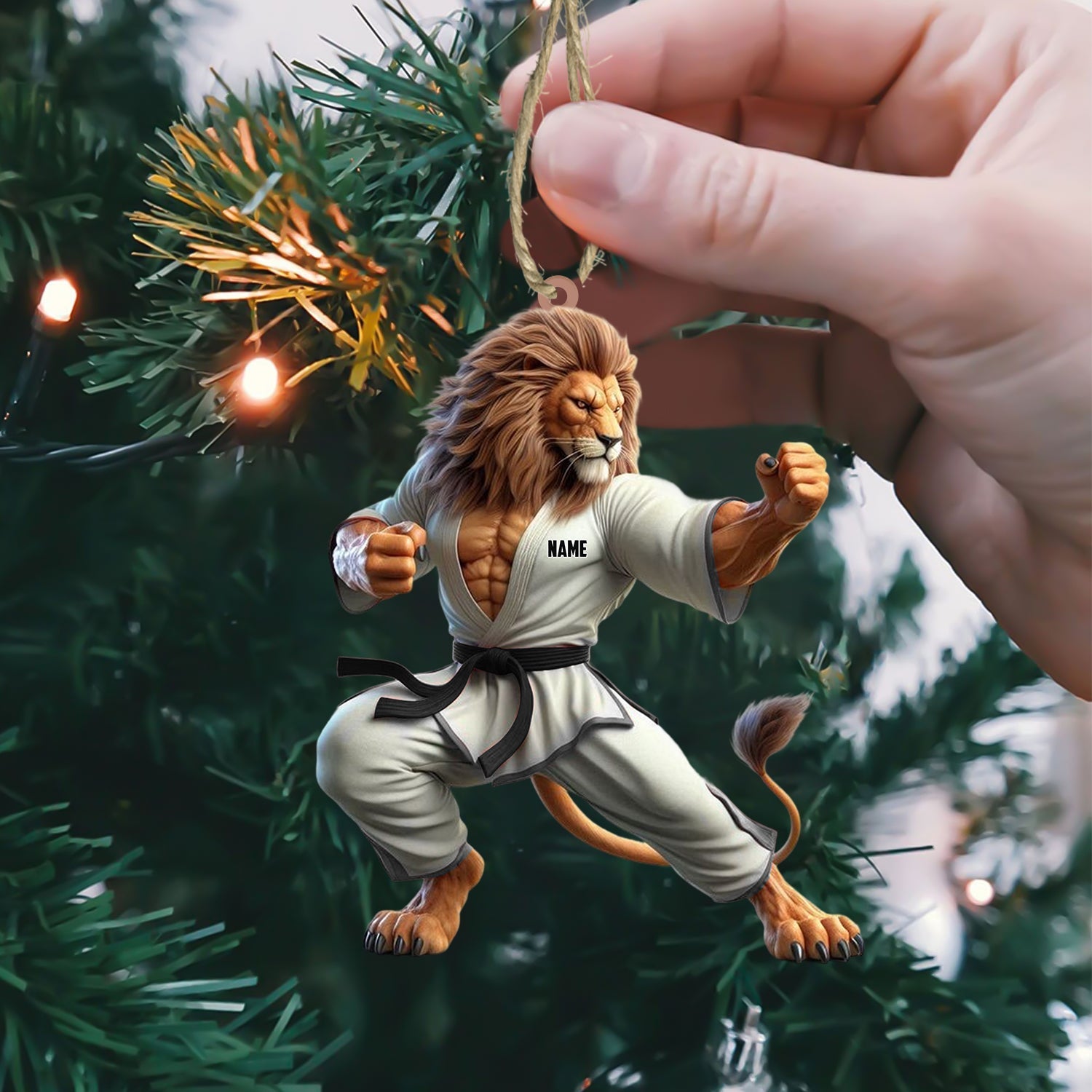 Blisscorners Lion Karate Christmas Ornament, Personalized Ornament2D Flat LM2211