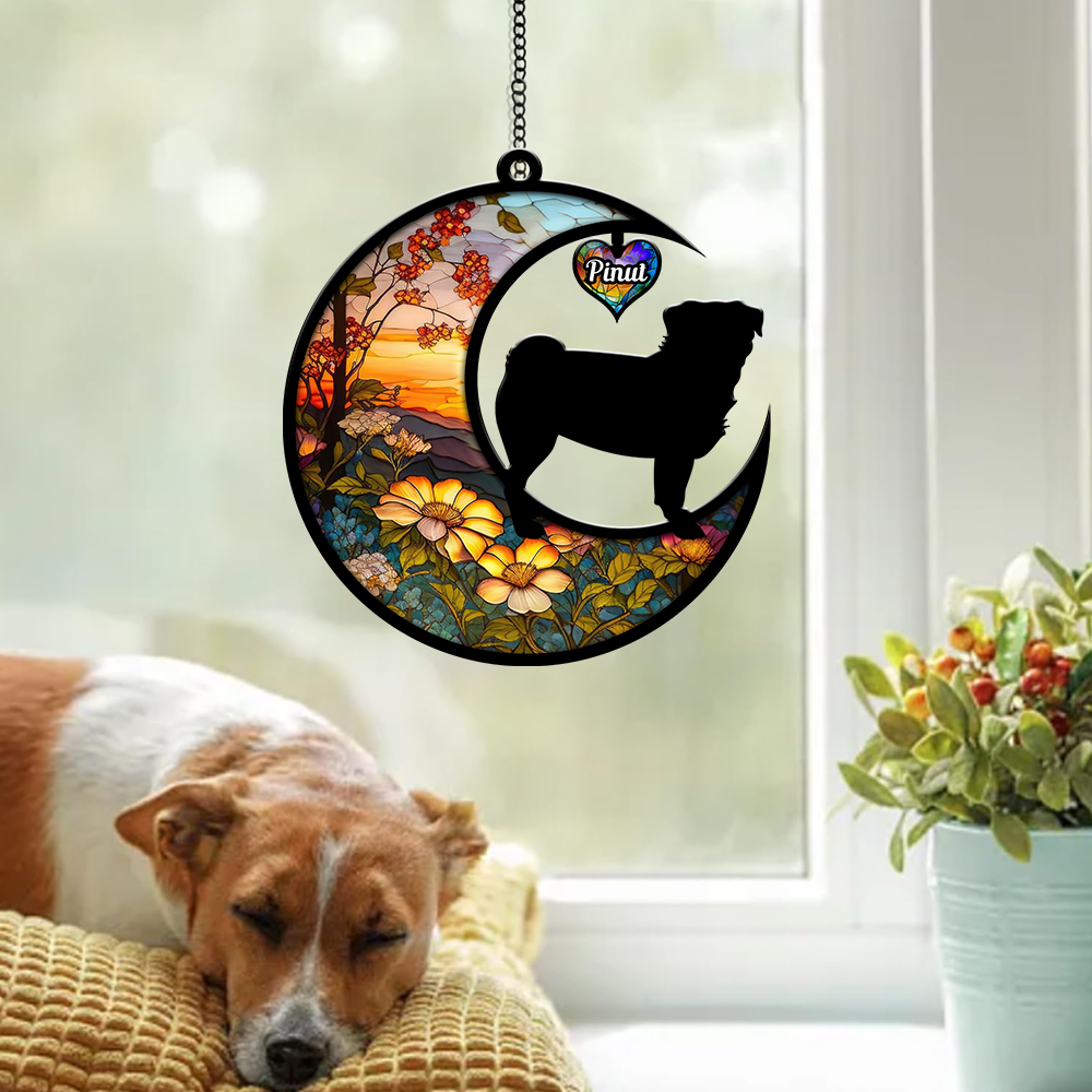 Blisscorners Custom Background And Name, Dog Breed Personalized Ornament, Window Ornament2D Flat LM2111