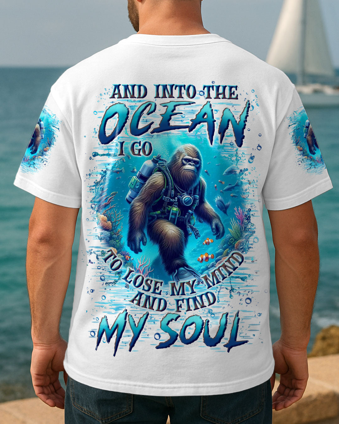 BLISSCORNERS AND INTO THE OCEAN I GO BIGFOOT ALL OVER PRINT