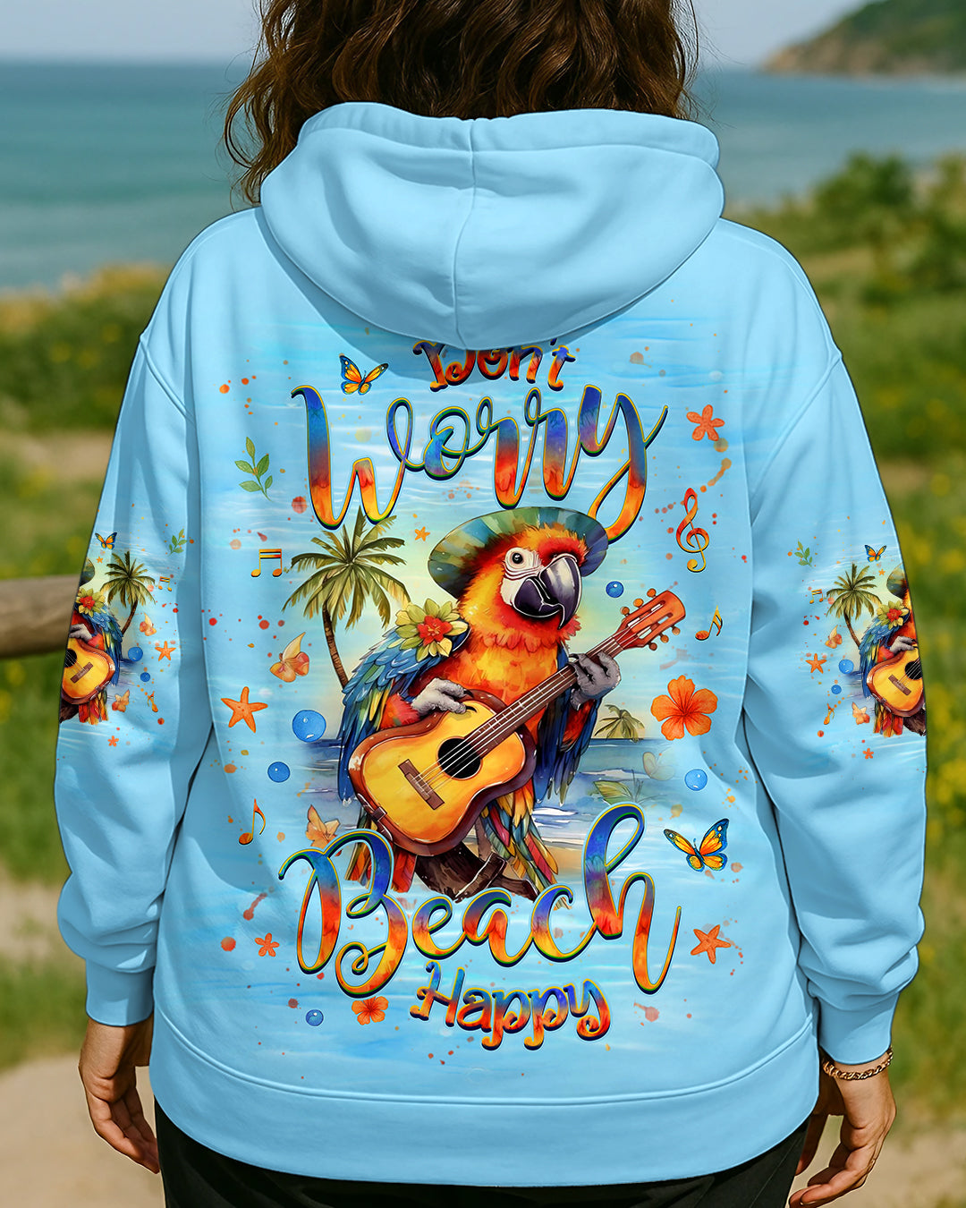 BLISSCORNERS DON'T WORRY BEACH HAPPY PARROT ALL OVER PRINT