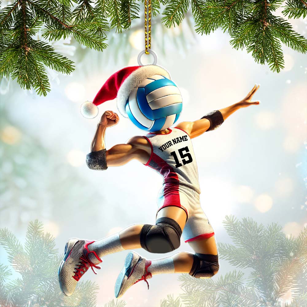 Blisscorners Custom Name and Number Volleyball Champion Ornament, Christmas Gift for Volleyball Lover2D Flat LM2111