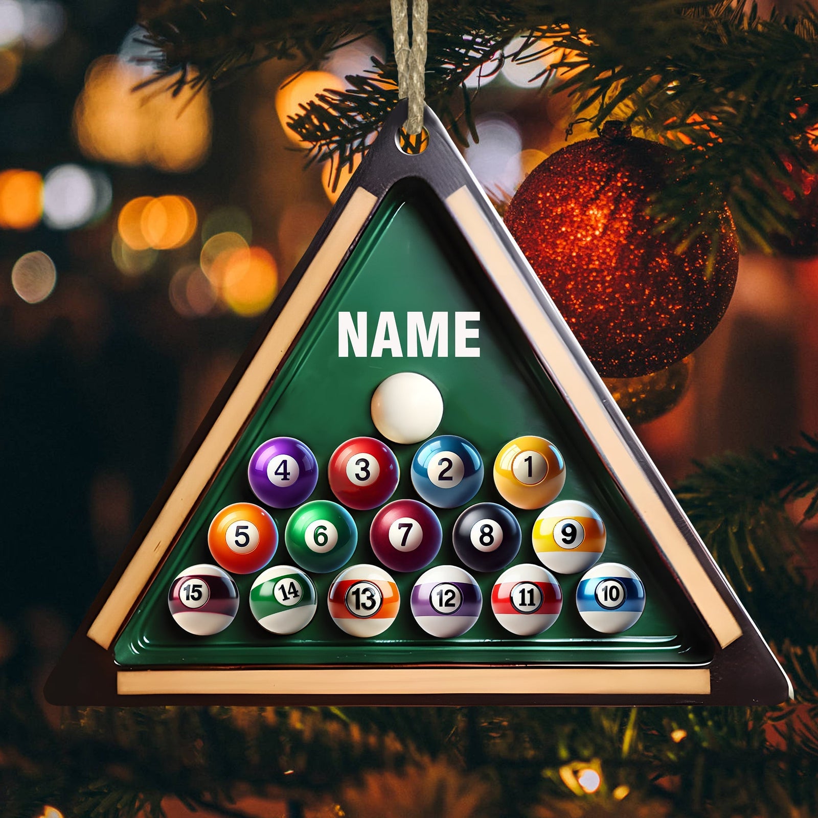 Blisscorners Pool Table Billiard Ball Christmas Ornament, Personalized Ornament2D Flat LM2211