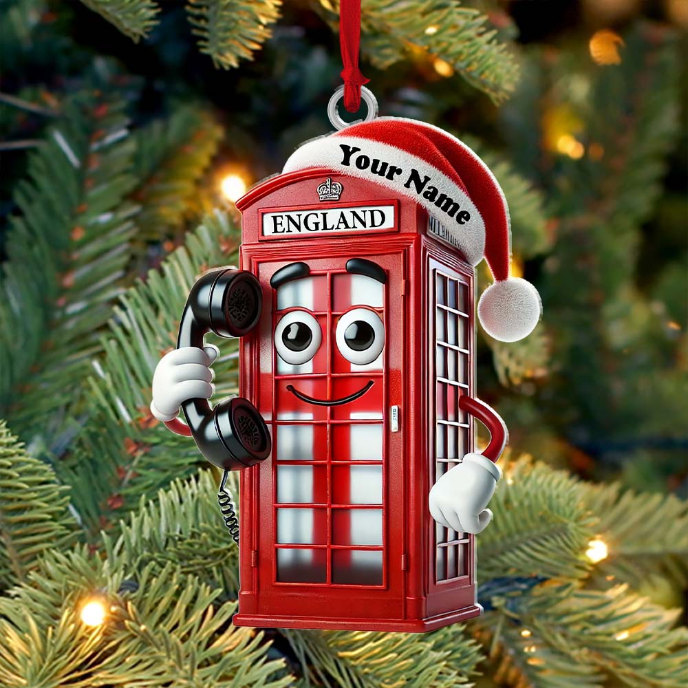 Blisscorners England Red Telephone Box Christmas Ornament, Personalized Ornament2D Flat LM2211