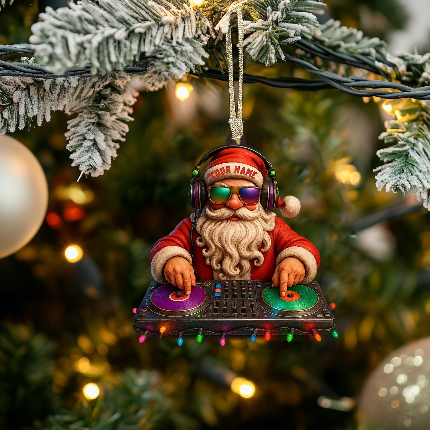 Blisscorners Santa DJ Christmas, Home Decor, Christmas Ornament, Personalized Ornament2D Flat LM2111