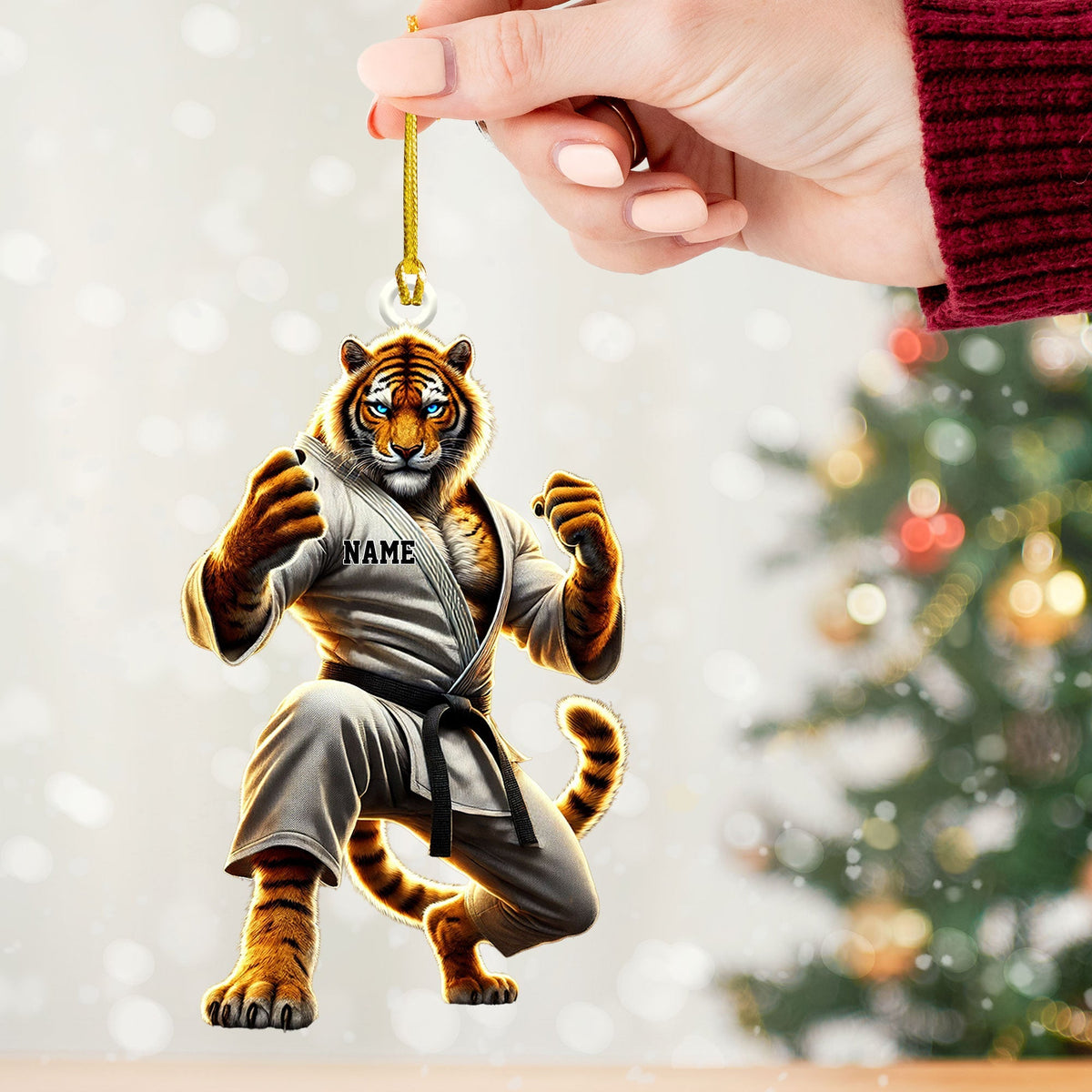 Blisscorners Tiger Karate Ornament, Personalized Ornament2D Flat LM2211
