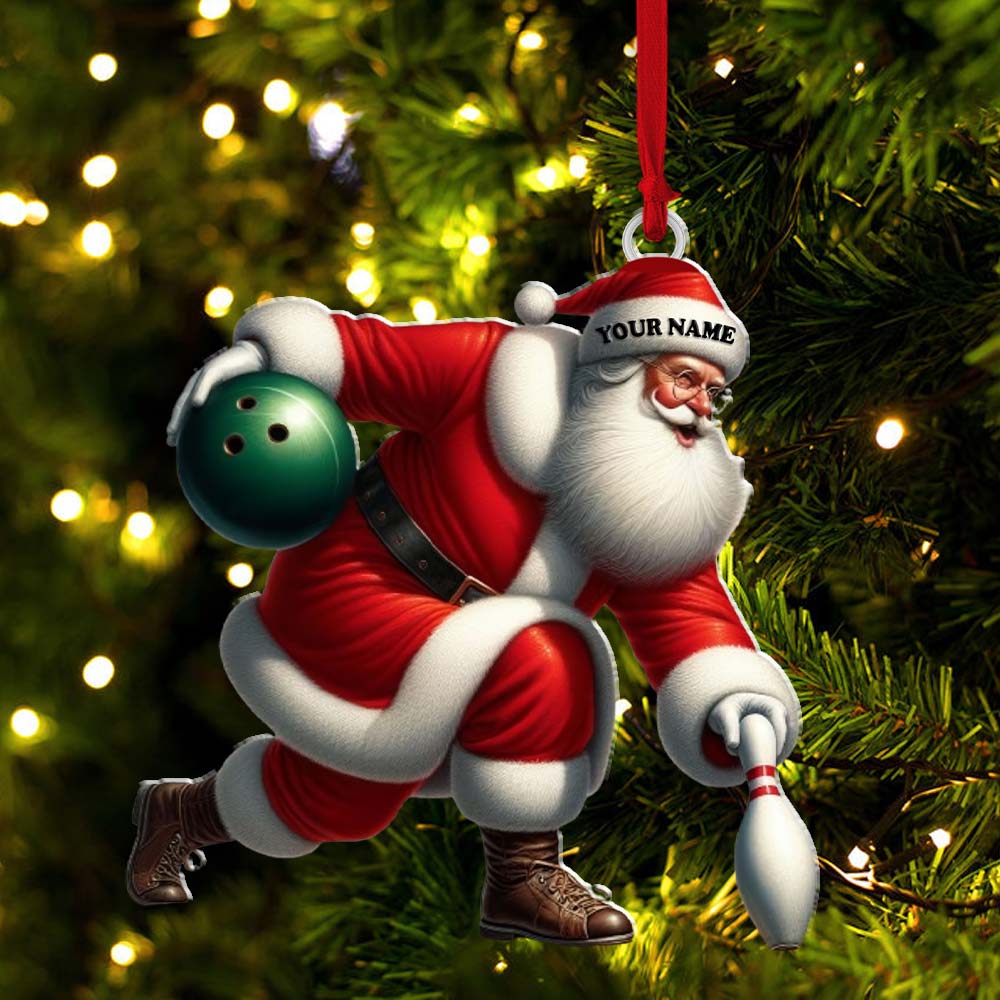 Blisscorners Custom Name Bowling Santa Ornament, Bowling Lover Christmas Gift2D Flat LM2211