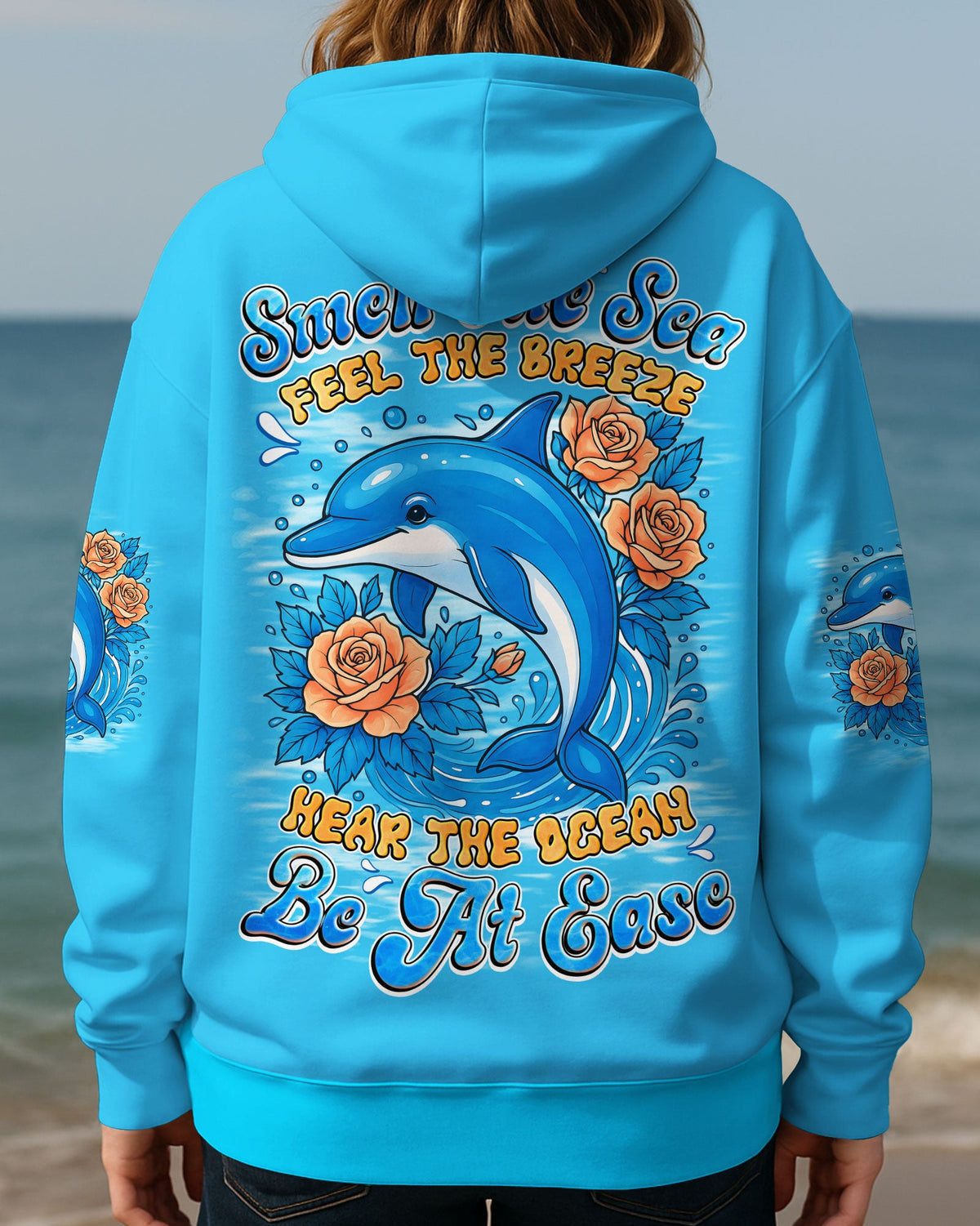 BLISSCORNERS SMELL THE SEA FEEL THE BREEZE DOLPHIN ALL OVER PRINT