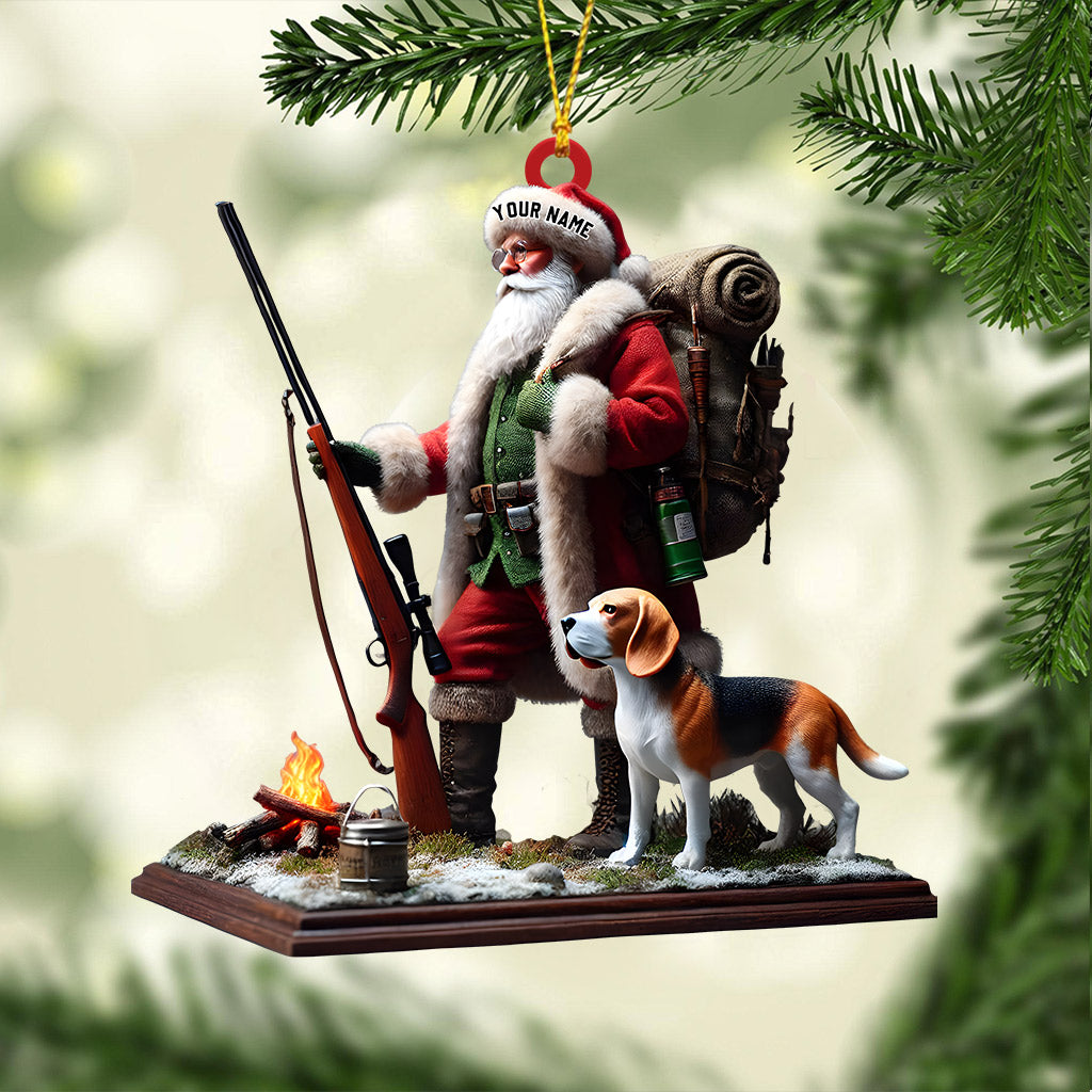 Blisscorners Santa And Dog Christmas Ornament, Personalized Ornament2D Flat LM2211