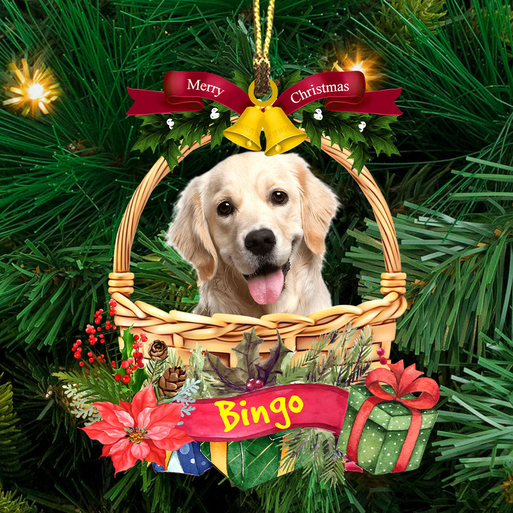 Blisscorners Merry Christmas Cute Pet Photo  - Custom Photo And Name, Personalized Acrylic Ornament - Gift For Pet Lover2D Flat LM2111