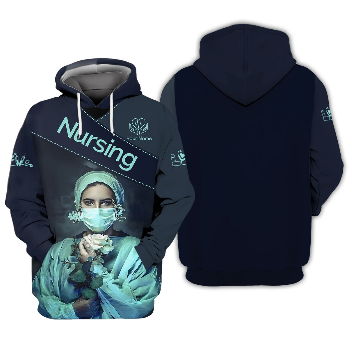 Blisscorners Personalized Nurse Shirt - Elegant Floral Elegance Meets Professional Pride