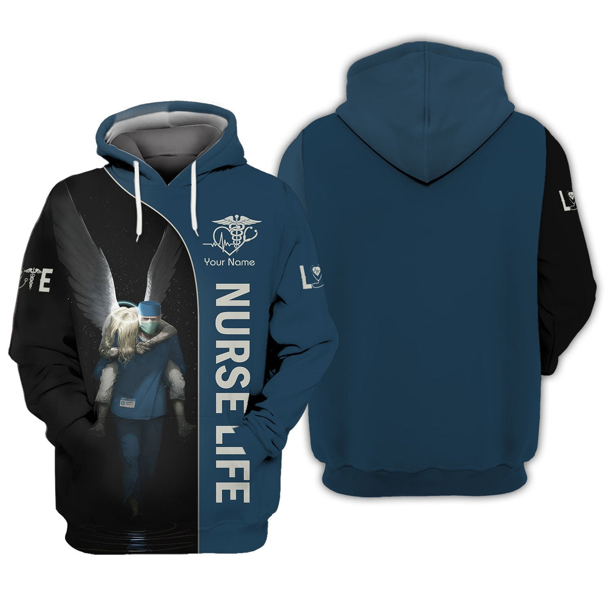 Blisscorners Personalized Nurse Shirt, Angel Wings and Healthcare Hero Tribute