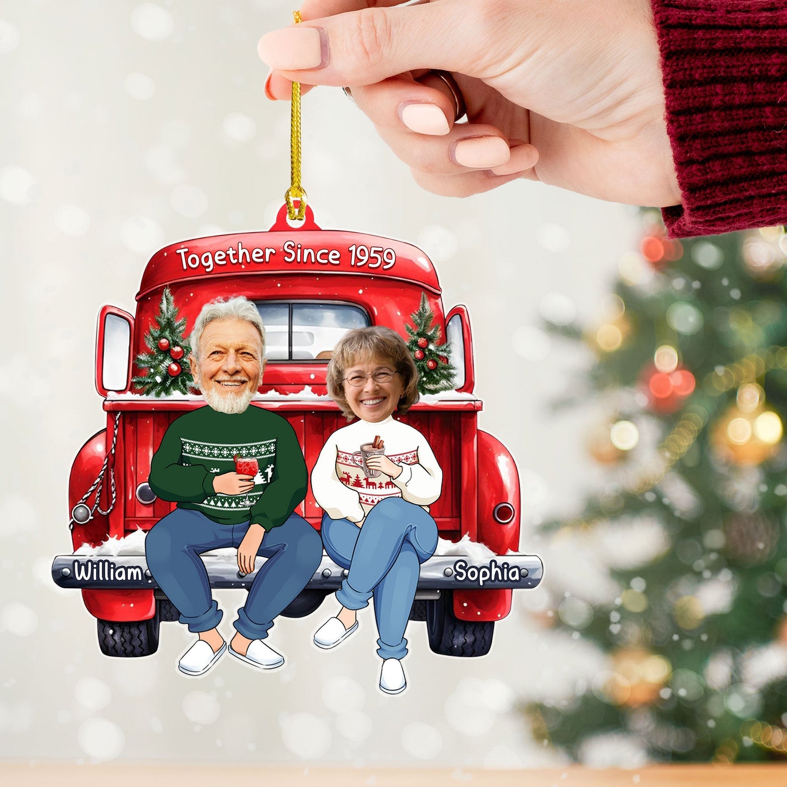Blisscorners Custom Couple Christmas Ornament, Personalized Ornament2D Flat LM2211