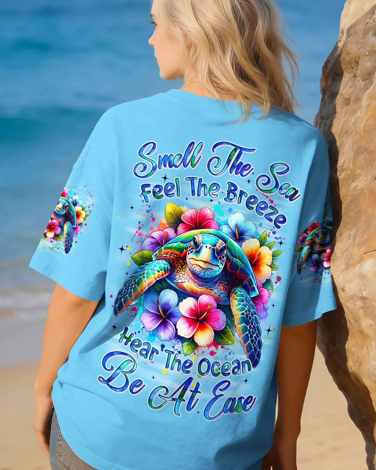 BLISSCORNERS SMELL THE SEA FEEL THE BREEZE TURTLE ALL OVER PRINT