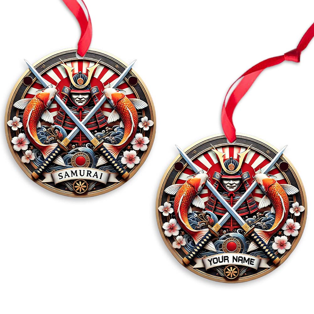 Blisscorners Custom Name Japan Samurai Ornament, Christmas Gift for Samurai Lover2D Flat LM2211