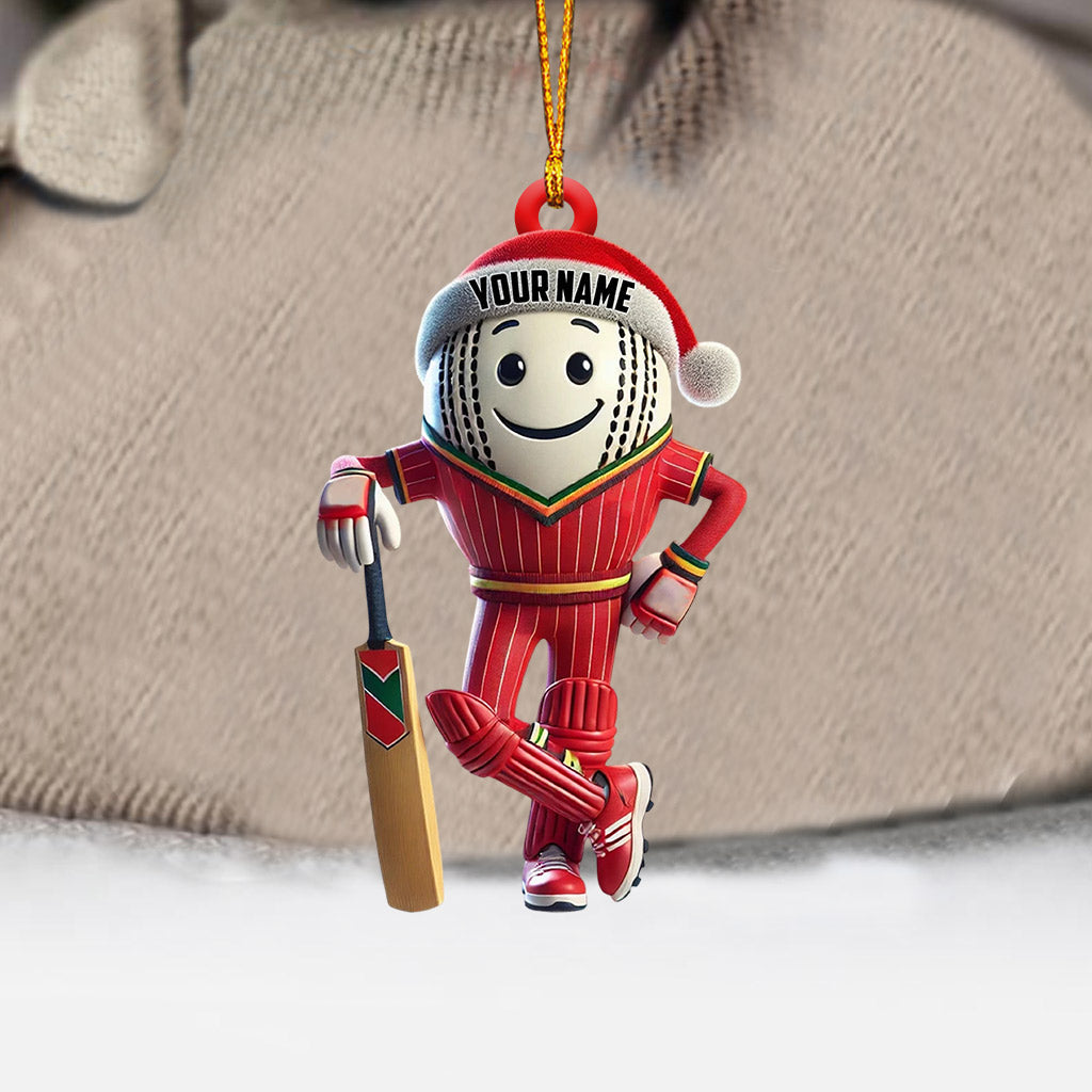 Blisscorners Cricket Ball Player Christmas Ornament, Personalized Ornament2D Flat LM2211