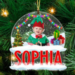 Blisscorners Baby And Snow - Custom Photo And Name, Personalized Acrylic Ornament - Gift For Christmas, Family Gift2D Flat LM2111