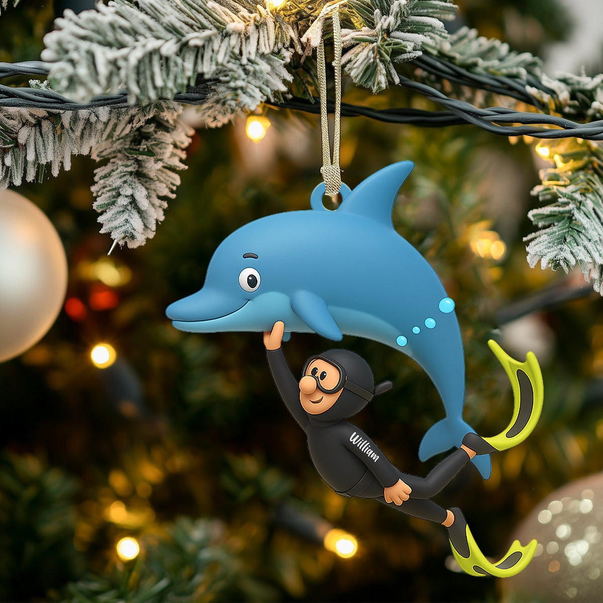 Blisscorners Dolphin Trainer Home Decor, Christmas Ornament, Personalized Ornaments2D Flat LM2111