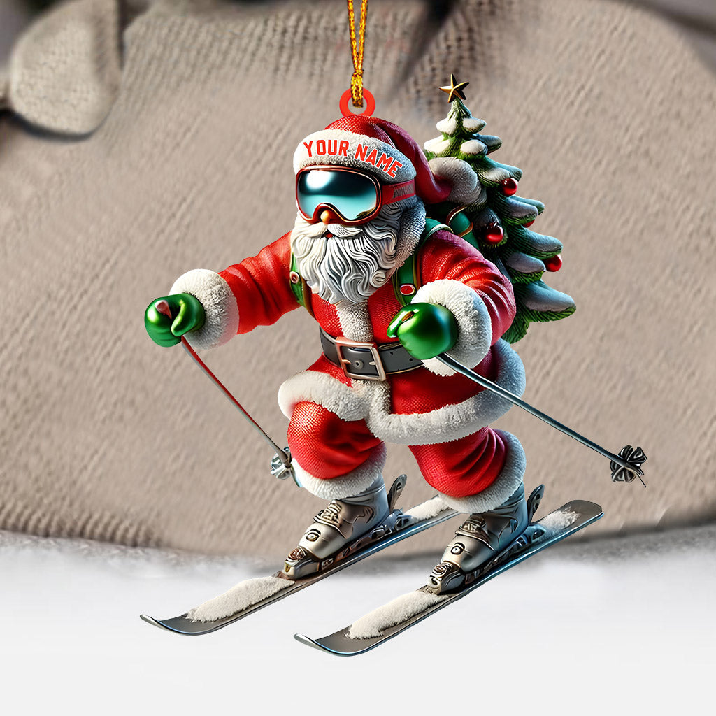 Blisscorners Santa Skiing Christmas Ornament, Personalized Ornament2D Flat LM2211