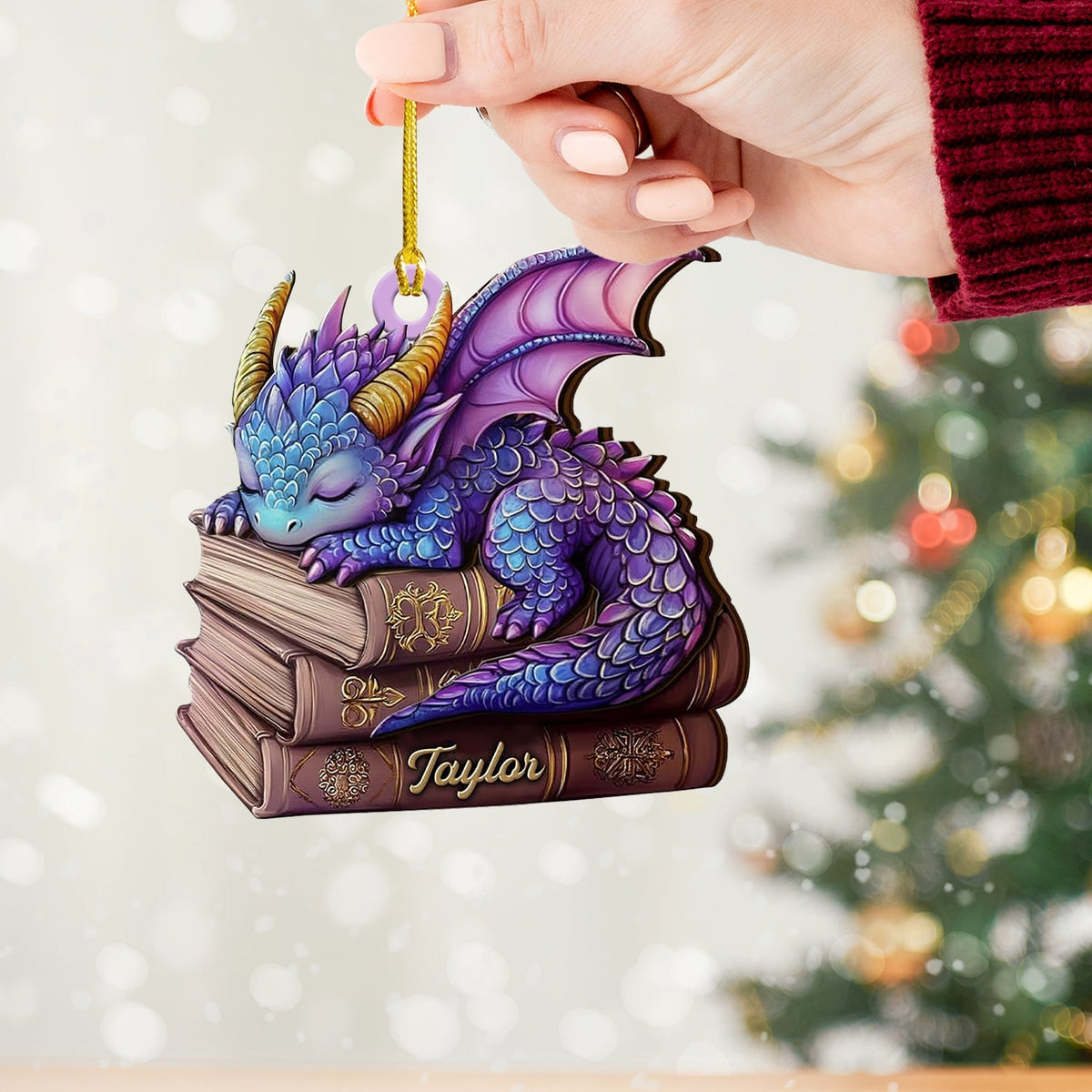 Blisscorners Sleeping Little Dragon Christmas Ornament, Personalized Ornament2D Flat LM2211