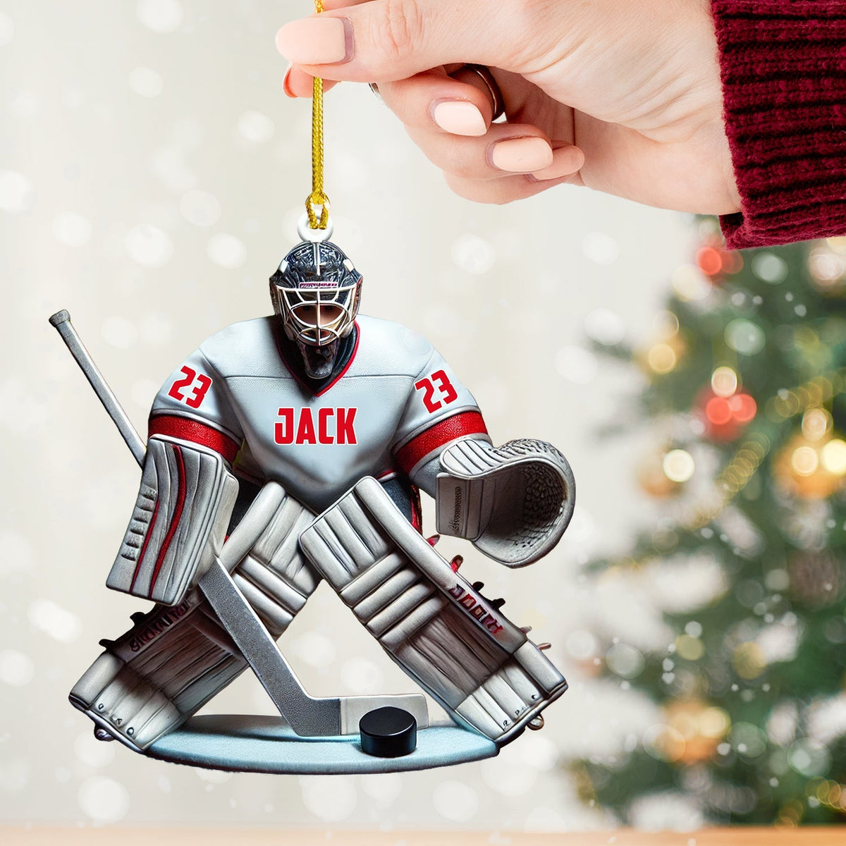Blisscorners Hockey Goalie Christmas Ornament, Personalized Ornament2D Flat LM2211