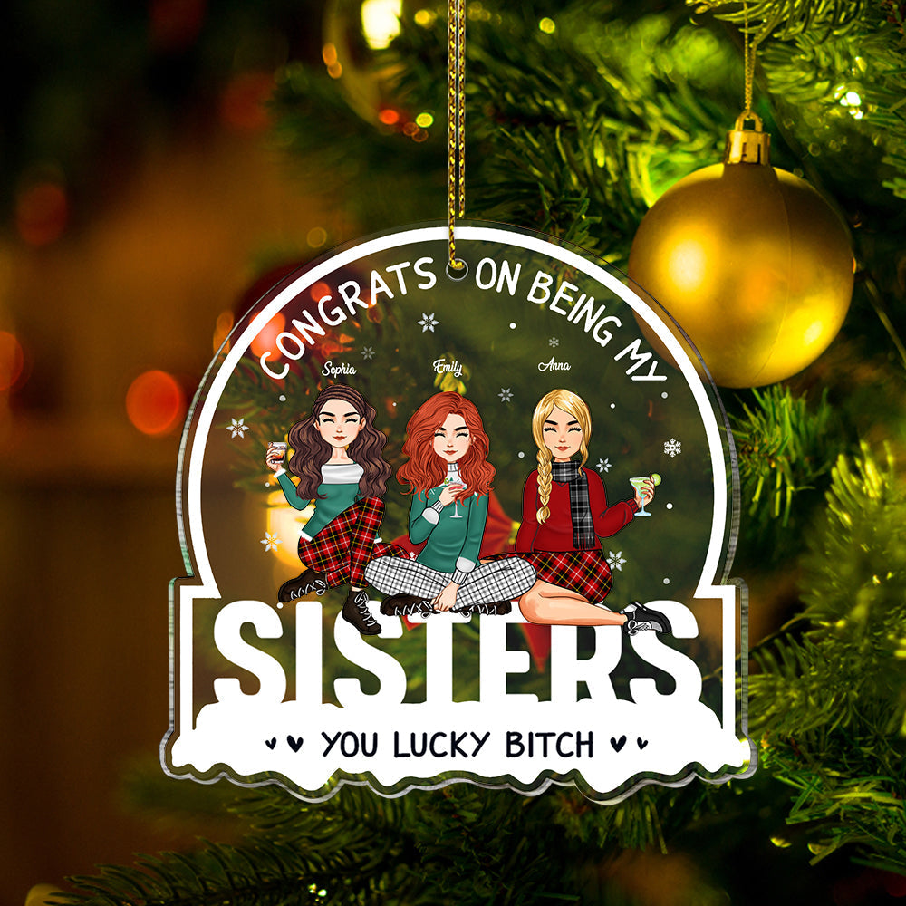 Blisscorners Congrats On Being My Family - Custom Appearances, Title And Names Christmas Gift - Personalized Acrylic Ornament2D Flat LM2111