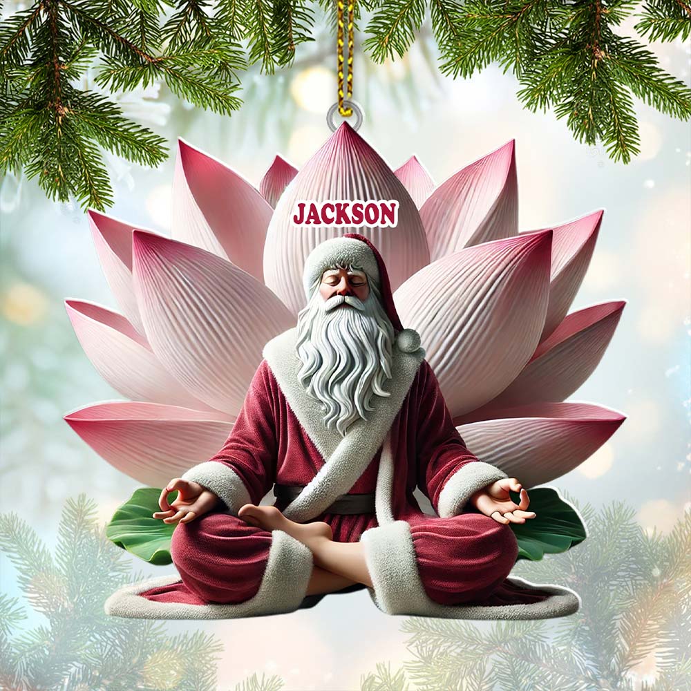 Blisscorners Custom Name Yoga Santa Ornament, Yogi Christmas Gift2D Flat LM2211