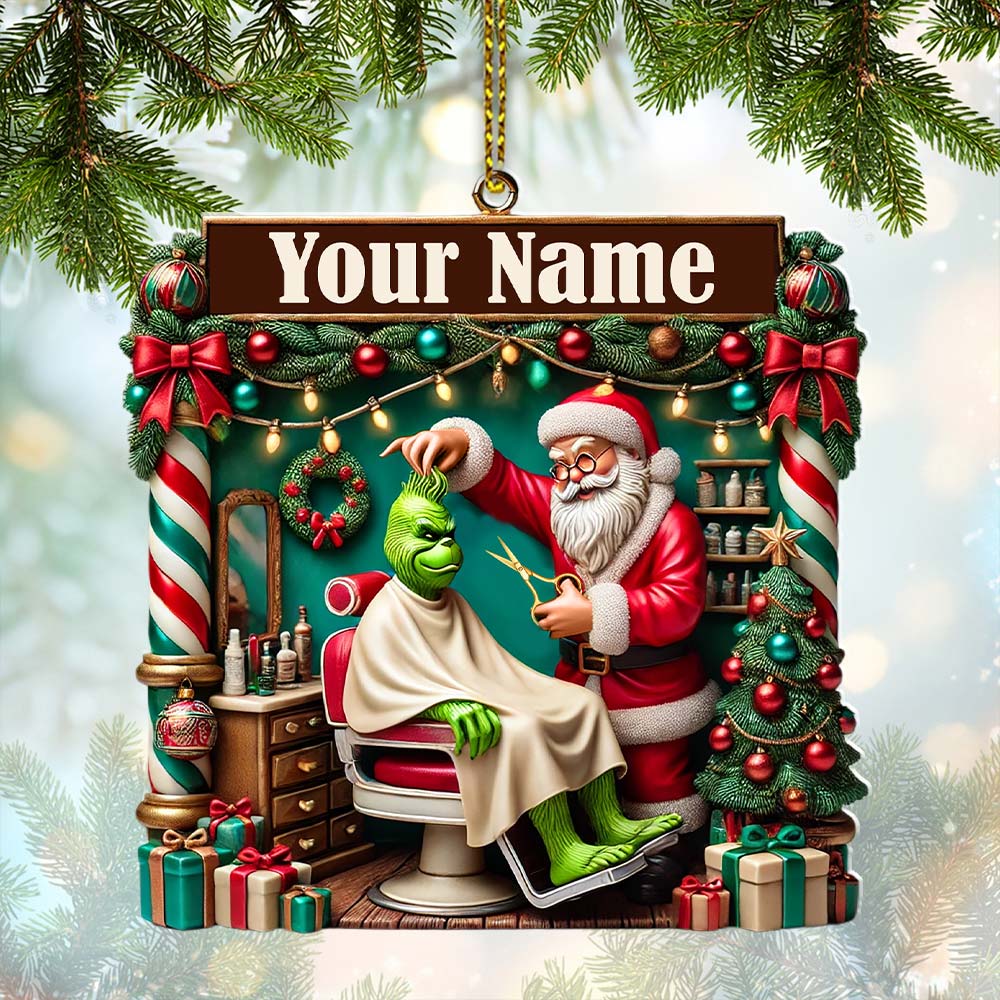 Blisscorners Custom Barber Santa Ornament, Personalized Ornament2D Flat LM2211