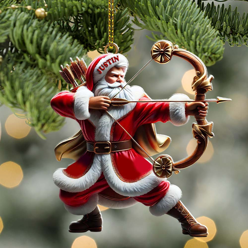 Blisscorners Custom Name Archery Santa Ornament, Christmas Gift2D Flat LM2211