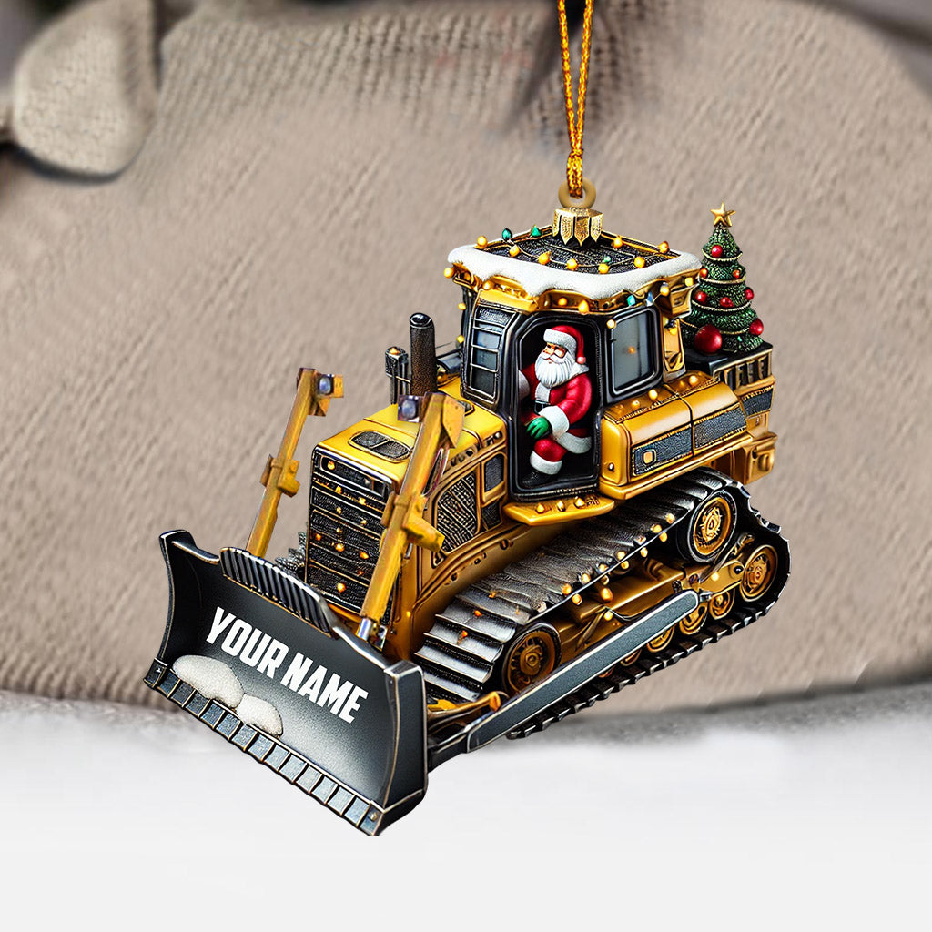 Blisscorners Santa Rides Snowplow Christmas Ornament, Personalized Ornament2D Flat LM2211