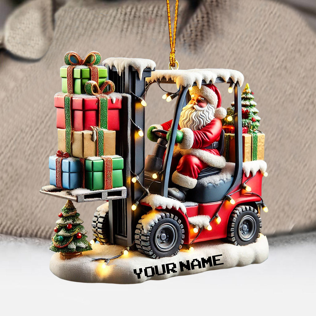 Blisscorners Forklift Santa Christmas Ornament, Personalized Ornament2D Flat LM2211