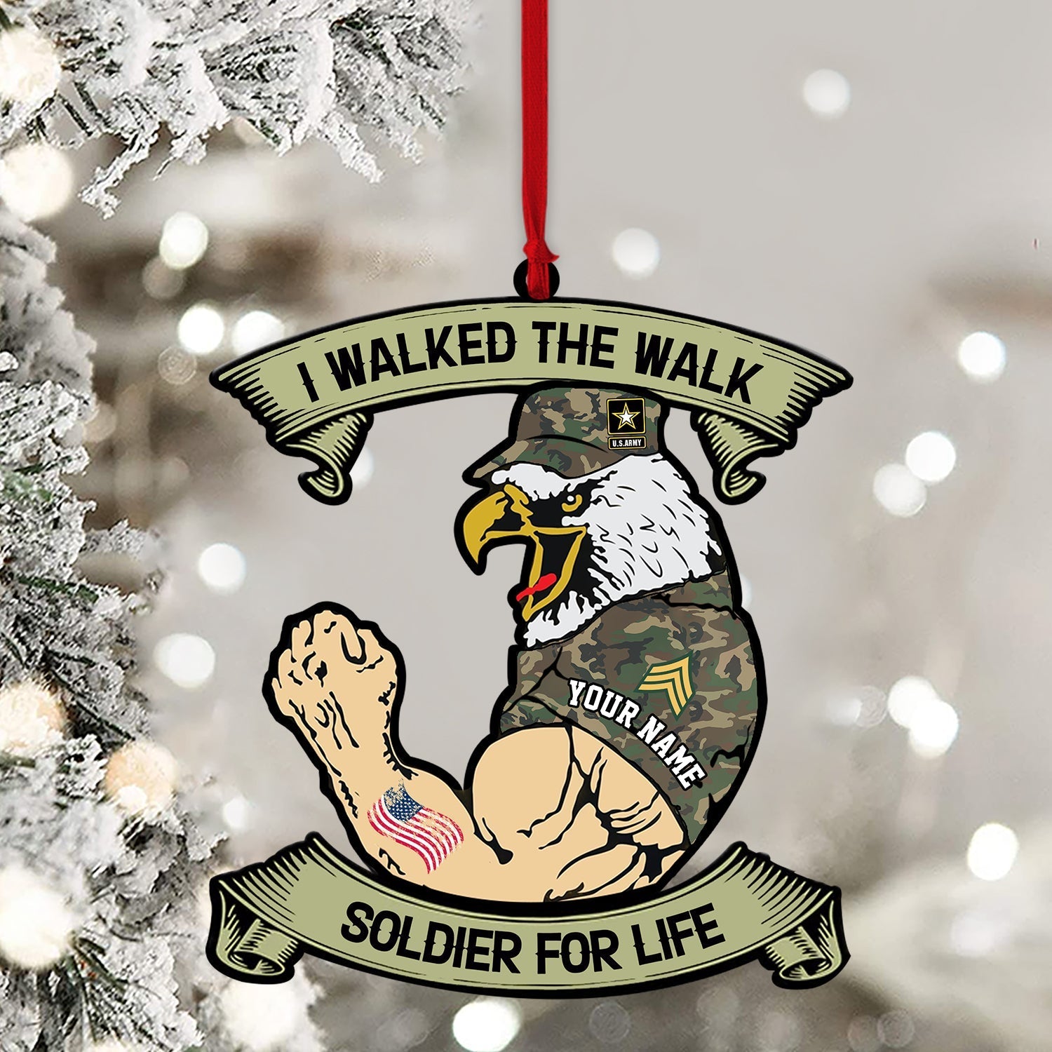 Blisscorners USA Veteran Ornament, Personalized Ornament2D Flat LM2211