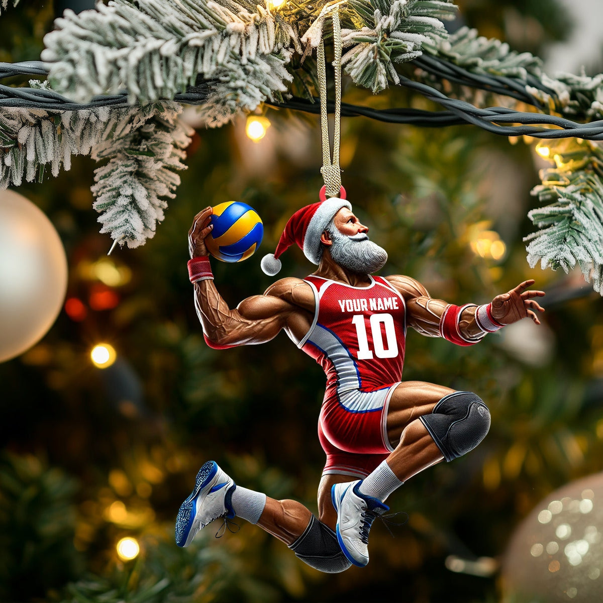 Blisscorners Volleyball Santa Home Decor Christmas Ornament, Personalized Ornament2D Flat LM2211