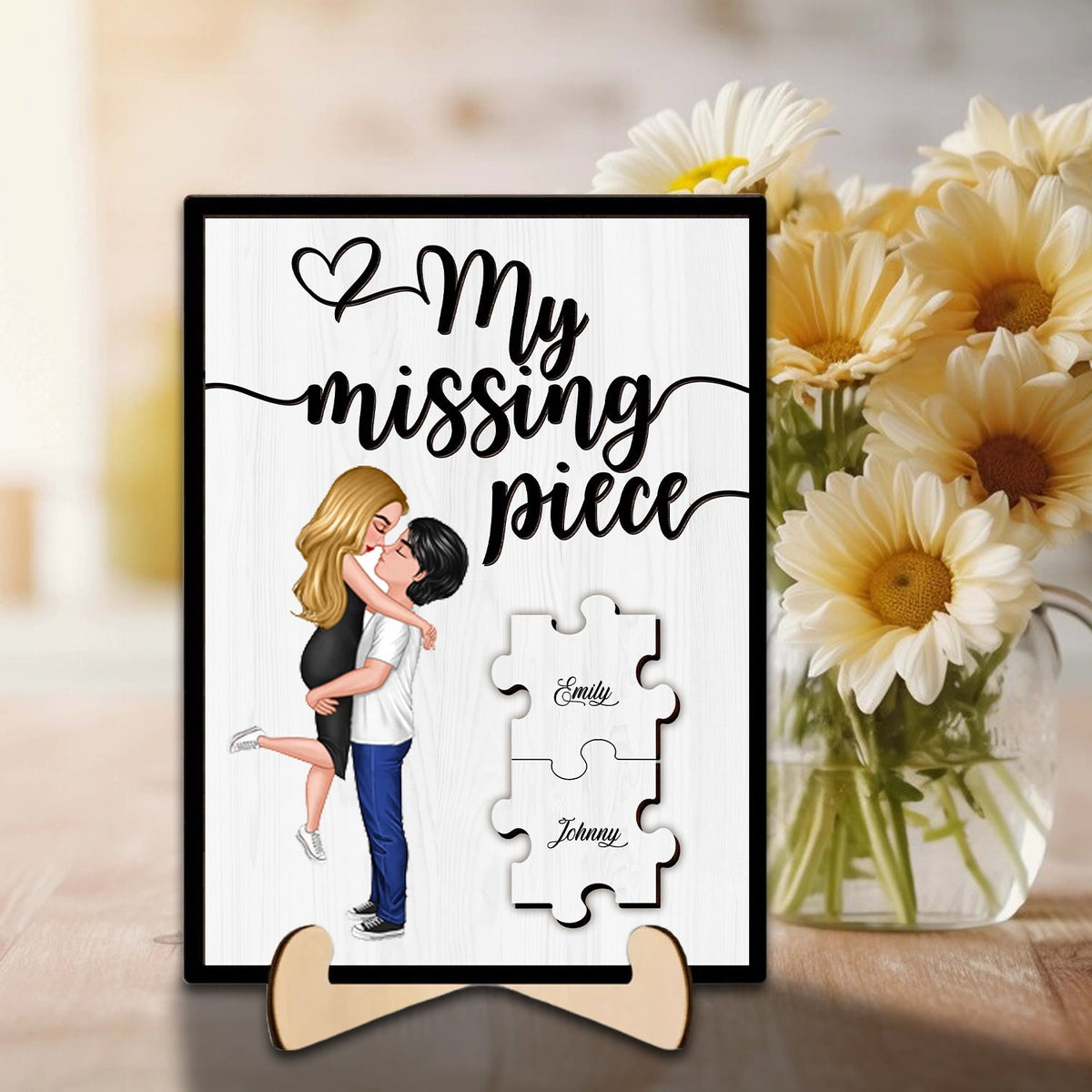 Blisscorners My Missing Piece Valentine‘s Day Gift For Her Gift For Him Personalized 2-Layer Wooden Plaque2D Flat LM2111