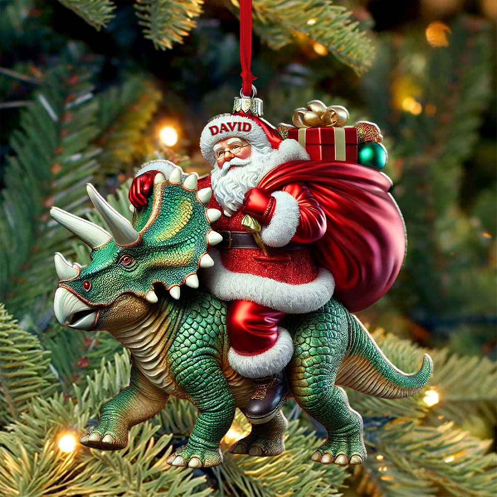 Blisscorners Custom Name Dragon Santa Ornament, Dinosaur Ornament, Dragon Lover Christmas Gift2D Flat LM2111