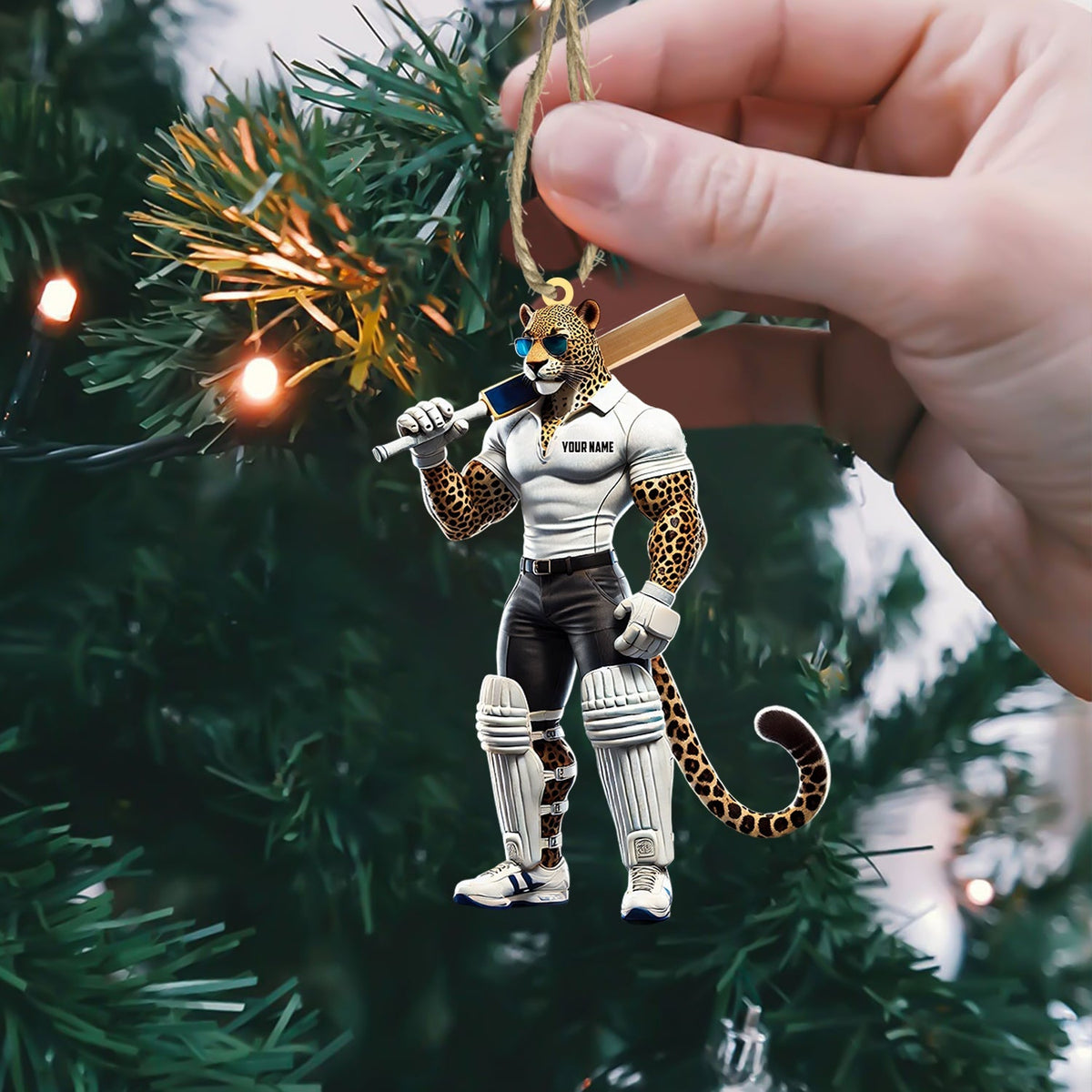 Blisscorners Cricket Ball Leopard Christmas Ornament, Personalized Ornament2D Flat LM2211