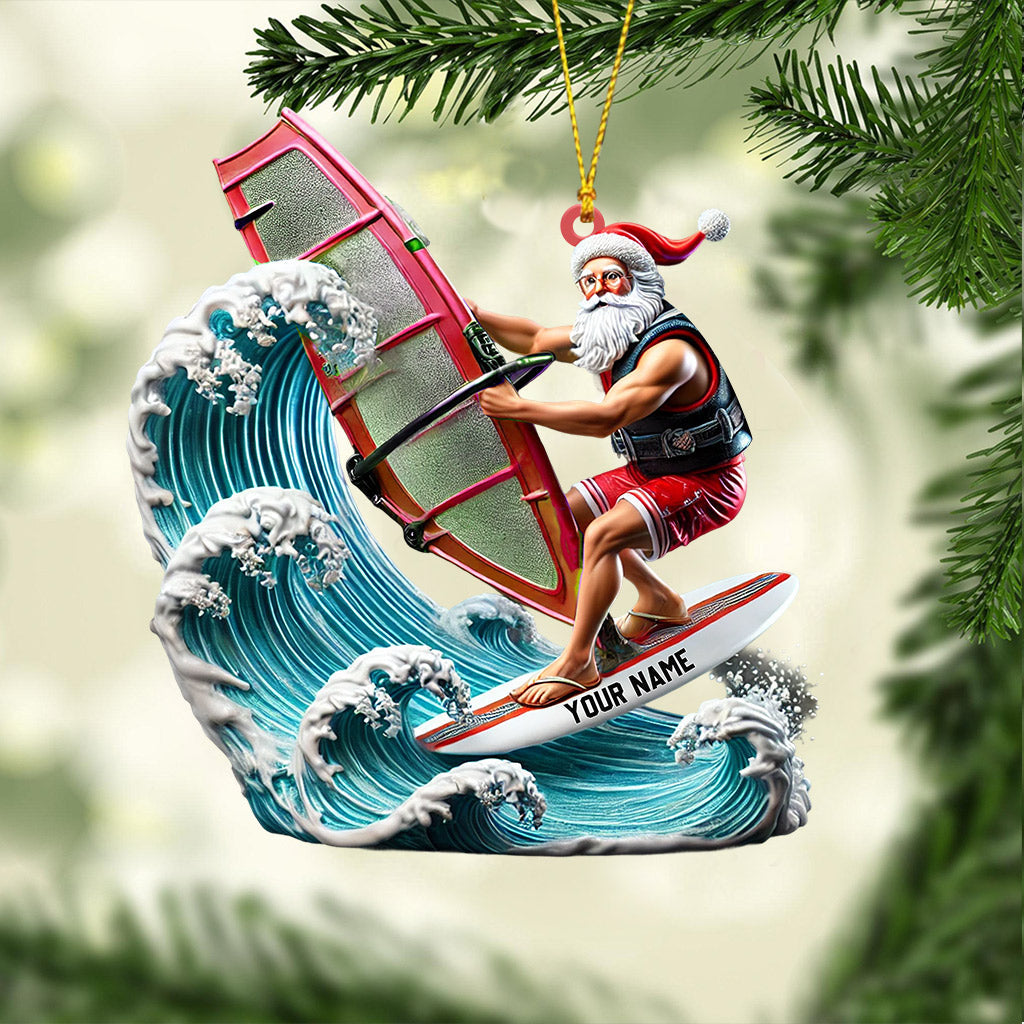 Blisscorners Surfing Santa Christmas Ornament, Personalized Ornament2D Flat LM2211