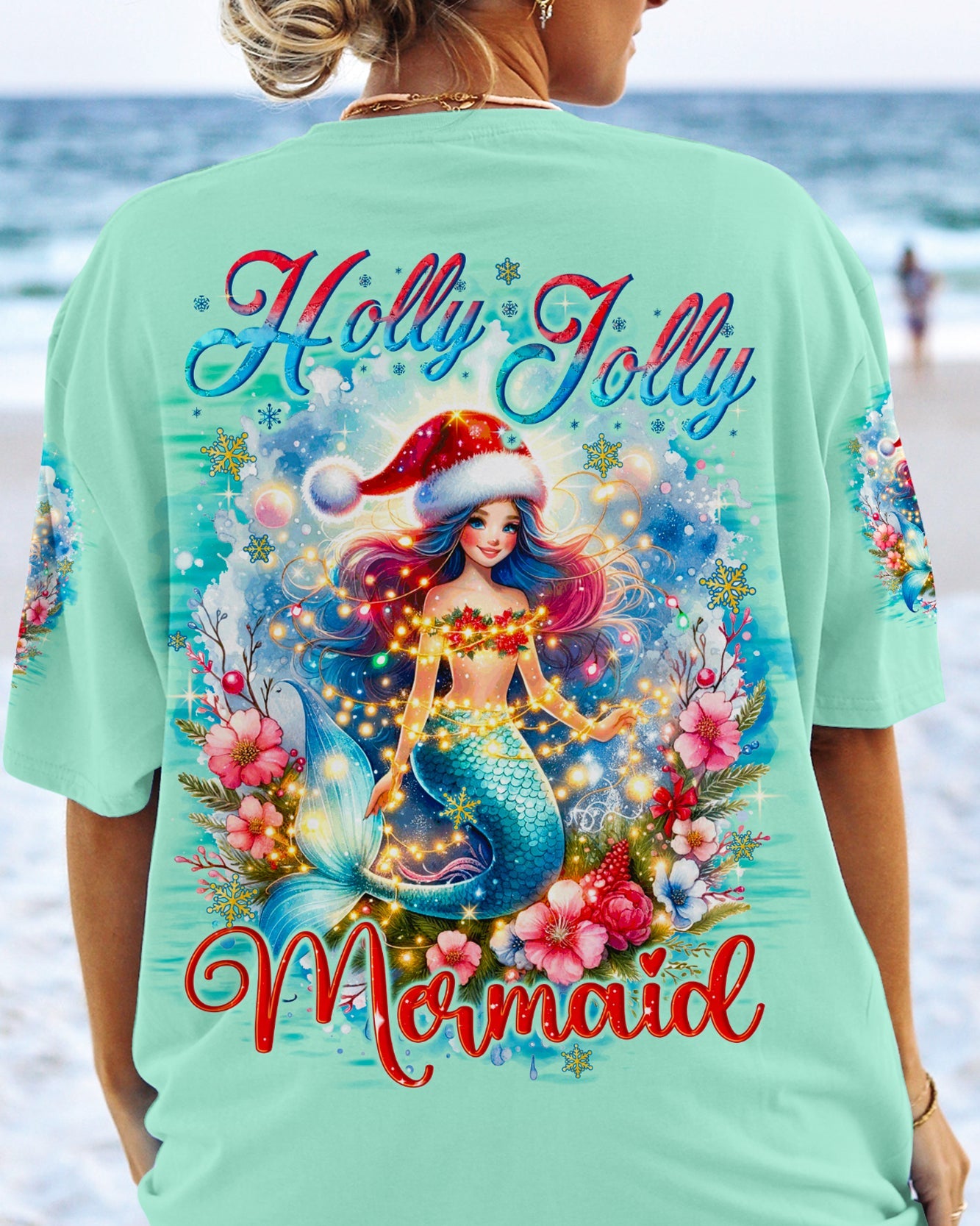 BLISSCORNERS HOLLY JOLLY MERMAID CHRISTMAS ALL OVER PRINT