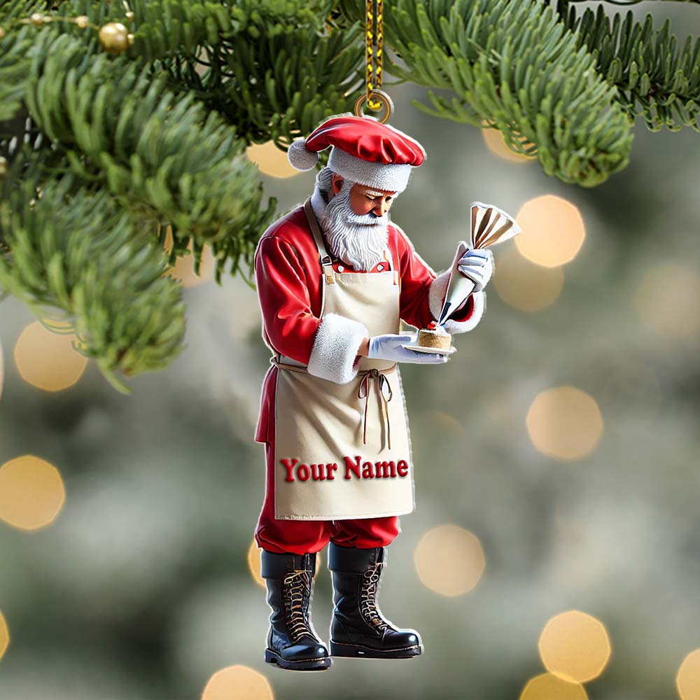 Blisscorners Custom Name Bakery Santa Ornament, Christmas Gift2D Flat LM2211