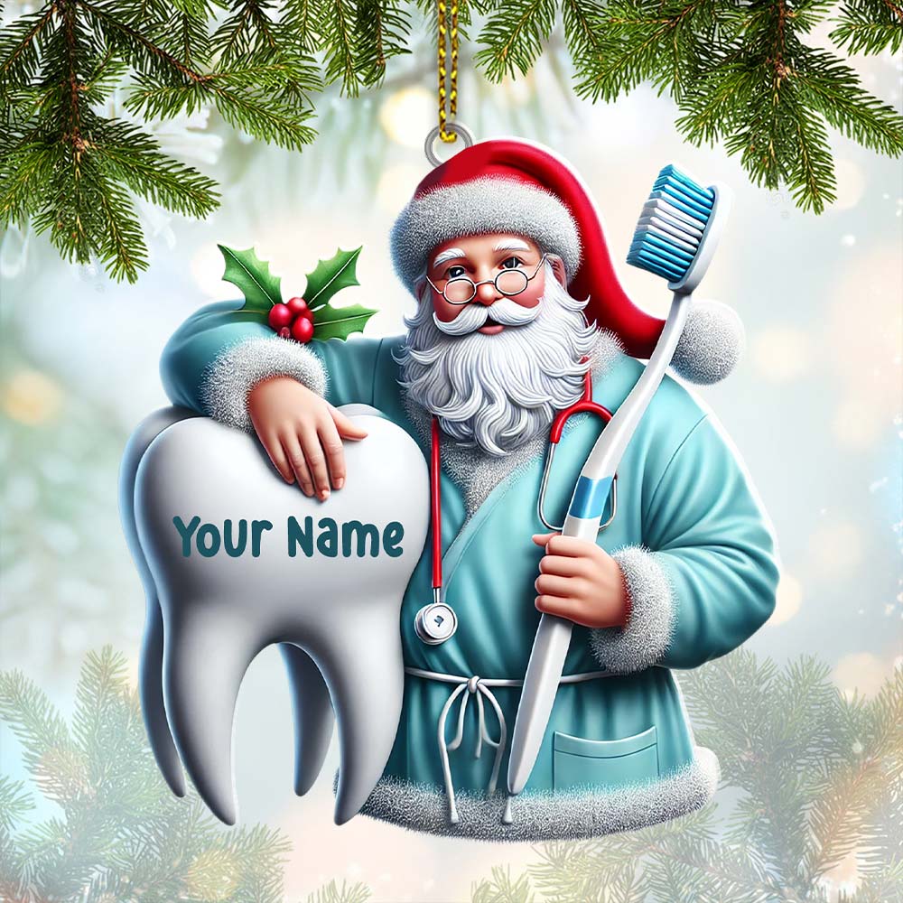 Blisscorners Santa Dentist Ornament, Personalized Ornament2D Flat LM2211