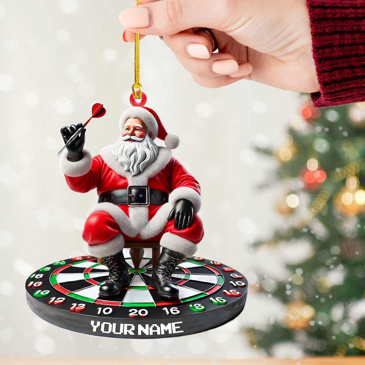 Blisscorners Santa Darts Christmas Ornament, Personalized Ornament2D Flat LM2211