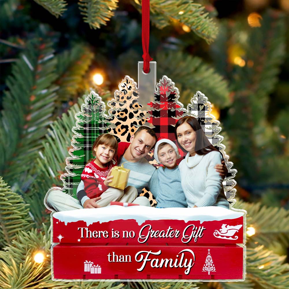 Blisscorners There Is No Greater Gift Than Family - Custom Photo, Personalized Acrylic Ornament - Gift For Christmas, Family Gift2D Flat LM2111