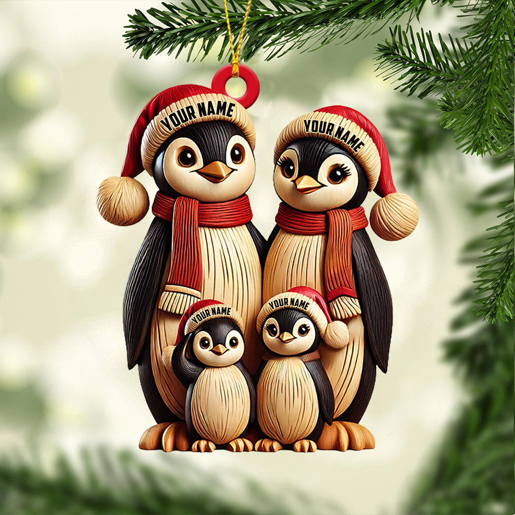 Blisscorners Penguin Family Christmas Ornament, Personalized Ornament2D Flat LM2211