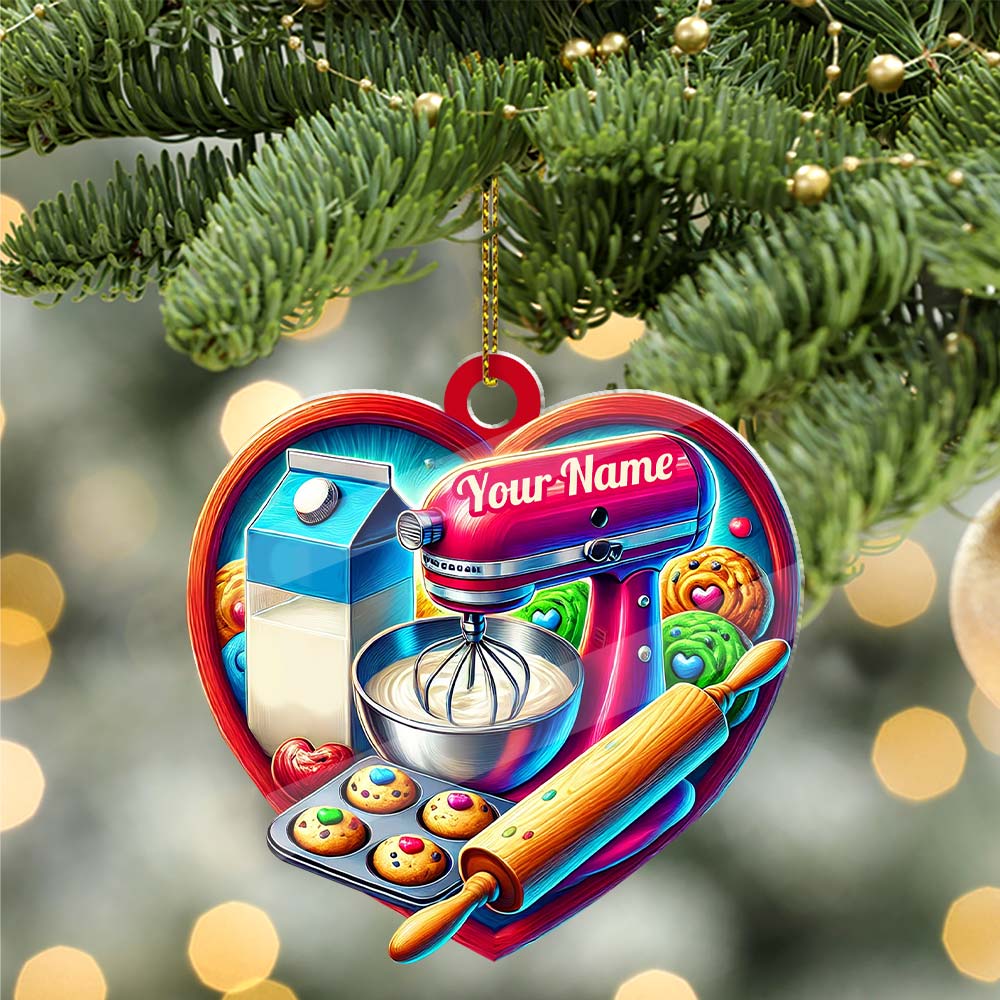 Blisscorners Custom Name Ornament, Baker Heart2D Flat LM2211
