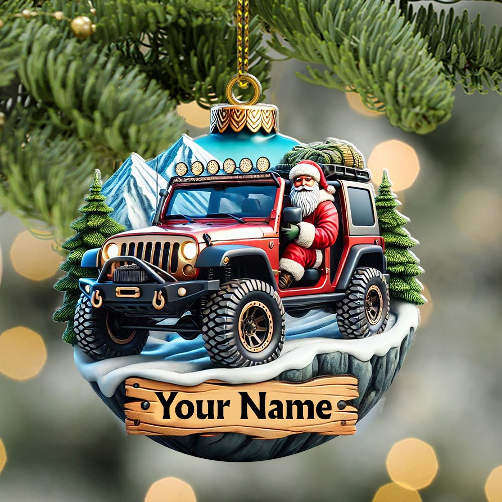 Blisscorners Custom Name Santa Ride Ornament, Santa Christmas Gift2D Flat LM2111