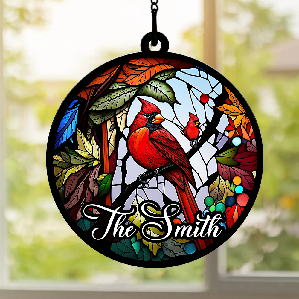 Blisscorners Cardinal Remembrance Gifts - Custom Background And Name - Personalized Acrylic Ornament - Window Ornament2D Flat LM2111