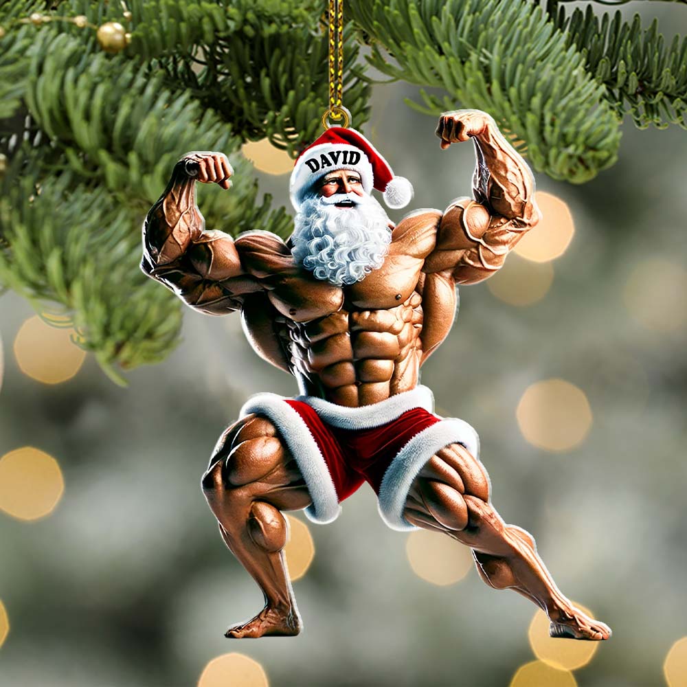 Blisscorners Santa Bodybuilder Christmas Ornament, Personalized Ornament2D Flat LM2211