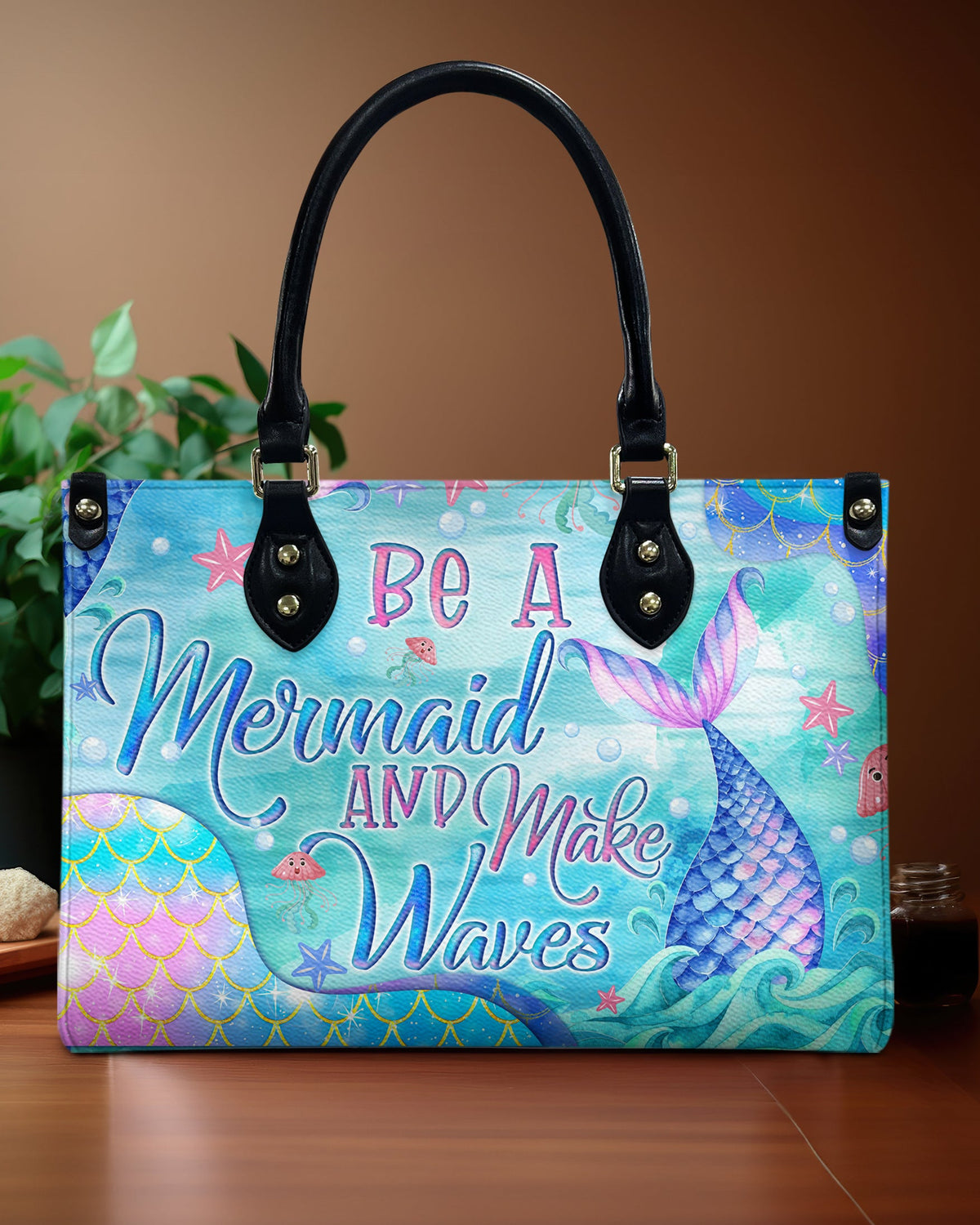 BLISSCORNERS BE A MERMAID AND MAKE WAVES LEATHER HANDBAG