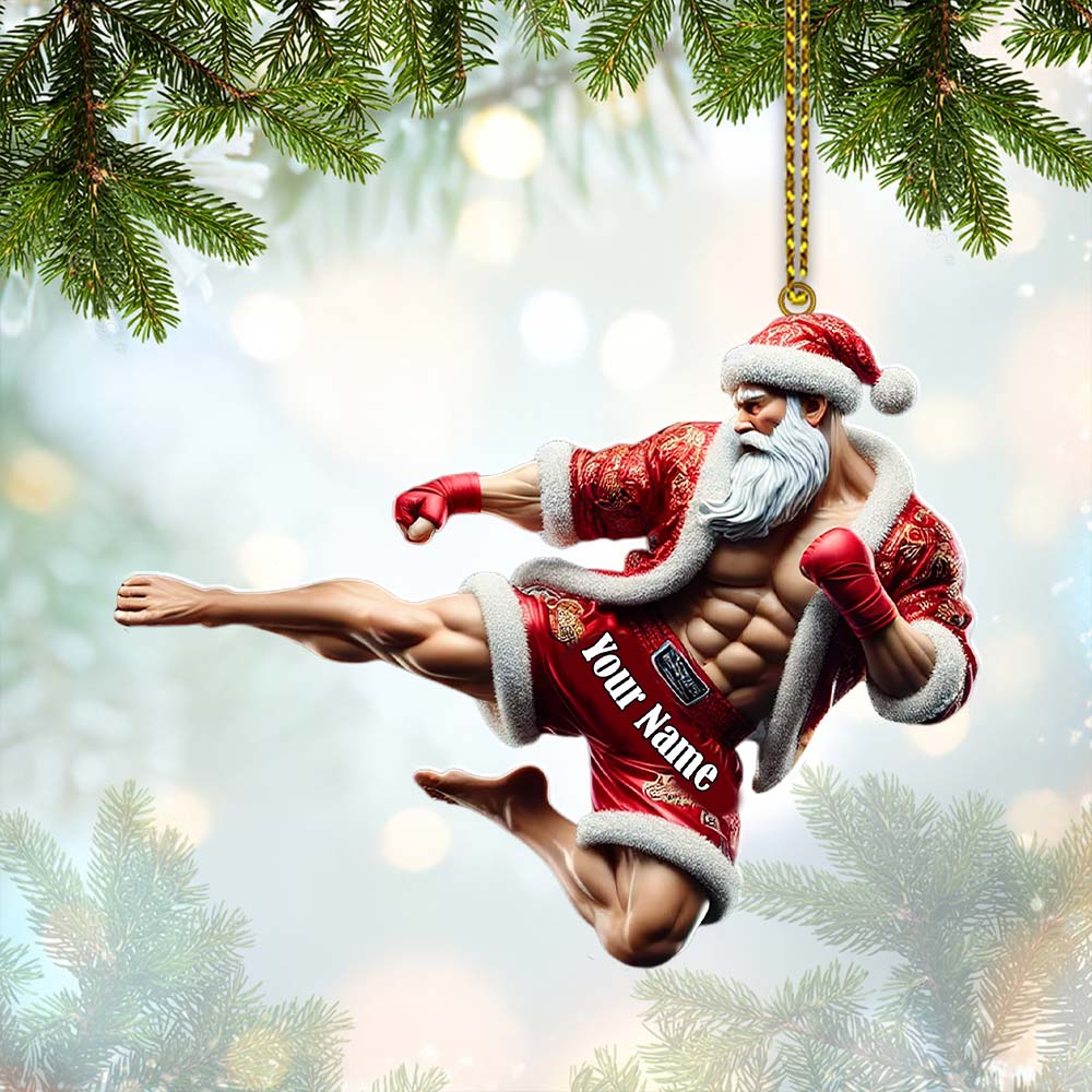 Blisscorners Custom Name Muay Thai Ornament, Christmas Gift for Muay Thai Lovers2D Flat LM2111
